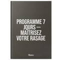Couverture blanche et marron du programme PDF "Maîtrisez votre rasage" de la marque Shavo, guide de 7 jours pour un rasage parfait